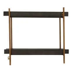 Kirkland's Home Shelves-Gray And Brass Metal Wall Shelf