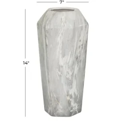 Kirkland's Home Vases-Gray And Gold Faux Marble Geometric Vase