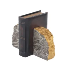 Kirkland's Home Decorative Accents-Gray And Gold Marble Geode Bookends, Set Of 2