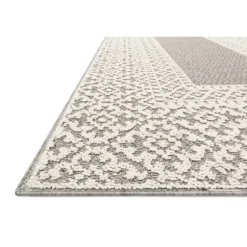 Kirkland's Home Outdoor Rugs-Gray And Ivory Lace Border Outdoor Area Rug, 6X9