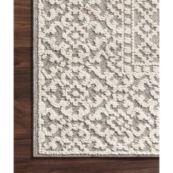 Kirkland's Home Outdoor Rugs-Gray And Ivory Lace Border Outdoor Area Rug, 6X9