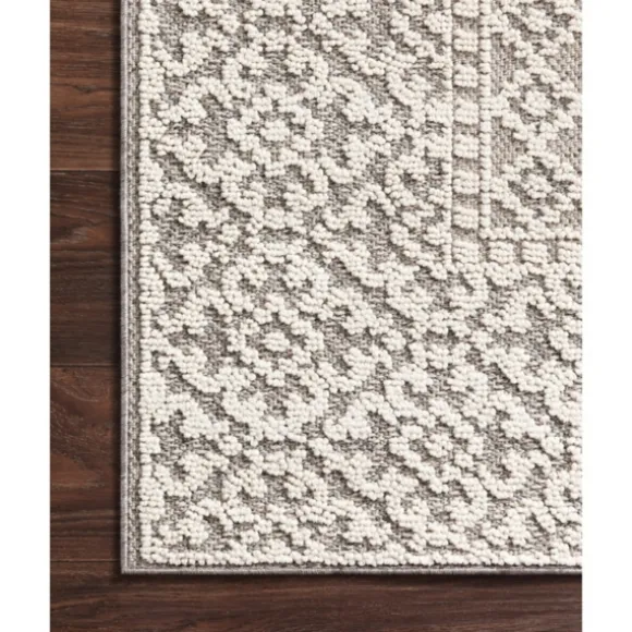 Kirkland's Home Outdoor Rugs-Gray And Ivory Lace Border Outdoor Area Rug, 6X9