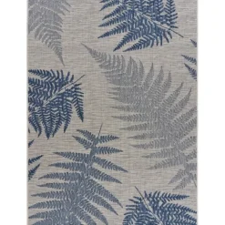 Kirkland's Home Outdoor Rugs-Gray And Navy Falling Ferns Outdoor Area Rug, 5X7