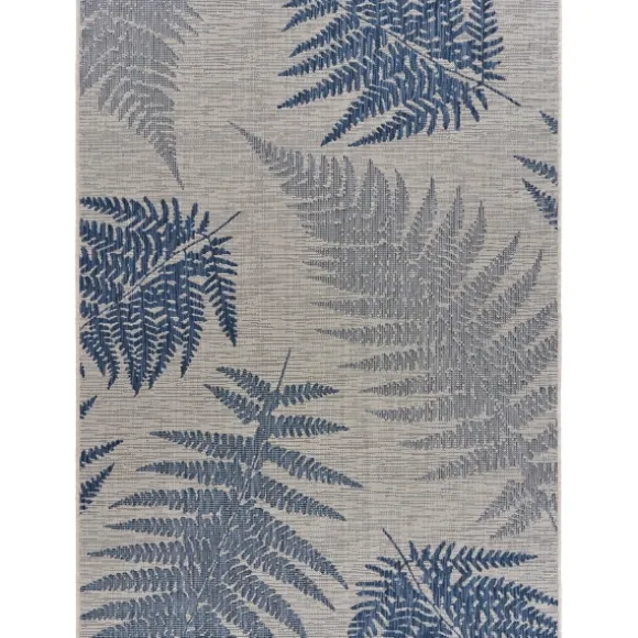 Kirkland's Home Outdoor Rugs-Gray And Navy Falling Ferns Outdoor Area Rug, 5X7