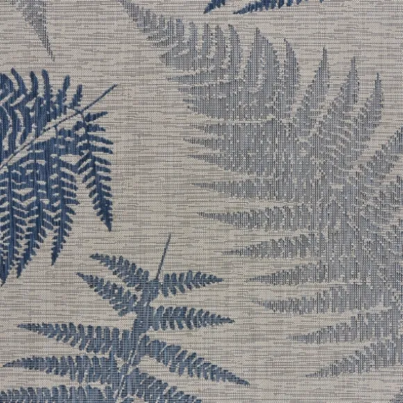 Kirkland's Home Outdoor Rugs-Gray And Navy Falling Ferns Outdoor Area Rug, 5X7