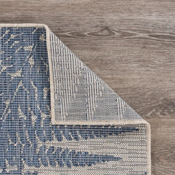 Kirkland's Home Outdoor Rugs-Gray And Navy Falling Ferns Outdoor Area Rug, 5X7