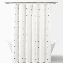 Kirkland's Home Shower Curtains-Gray Boho Tufted Circles Shower Curtain