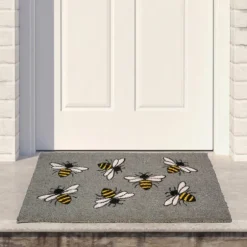 Kirkland's Home Doormats-Gray Bumblebee Doormat