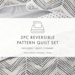 Kirkland's Home Quilts-Gray Chevron Reversible 2-Pc. Twin Quilt Set