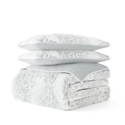 Kirkland's Home Quilts-Gray Damask Reversible 3-Pc. Queen Quilt Set