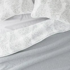 Kirkland's Home Quilts-Gray Damask Reversible 3-Pc. Queen Quilt Set