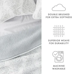 Kirkland's Home Quilts-Gray Damask Reversible 3-Pc. Queen Quilt Set