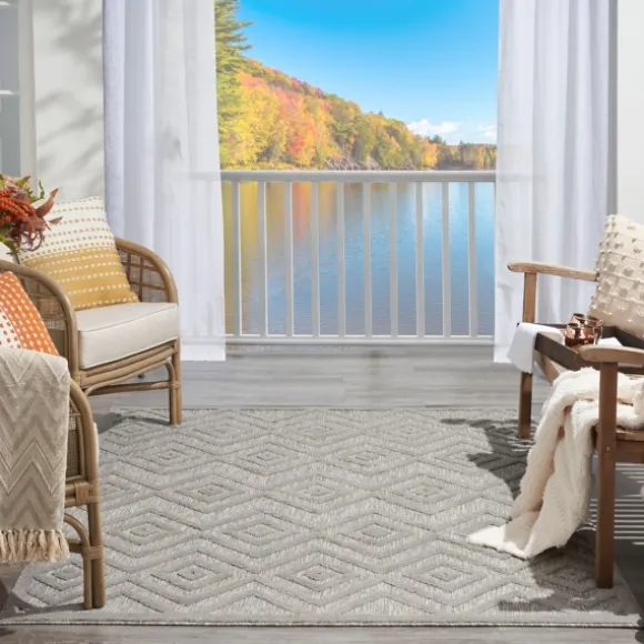 Kirkland's Home Outdoor Rugs-Gray Diamond Indoor/Outdoor Area Rug, 5X7