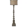 Kirkland's Home Floor Lamps-Gray Distressed Metal Encased Shade Floor Lamp