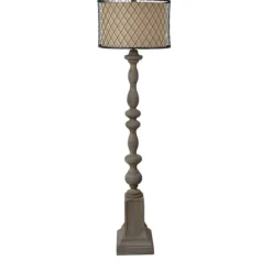 Kirkland's Home Floor Lamps-Gray Distressed Metal Encased Shade Floor Lamp