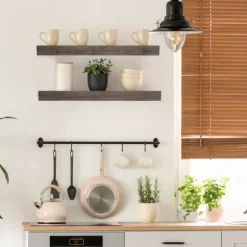 Kirkland's Home Shelves-Gray Floating Rustic Wooden Wall Shelf, 3 Ft.