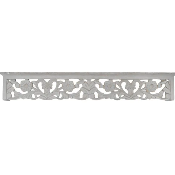 Kirkland's Home Shelves-Gray Floral Carved Wall Shelf