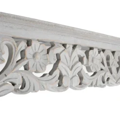 Kirkland's Home Shelves-Gray Floral Carved Wall Shelf