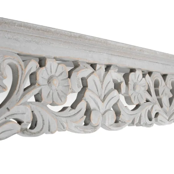 Kirkland's Home Shelves-Gray Floral Carved Wall Shelf