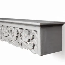 Kirkland's Home Shelves-Gray Floral Carved Wall Shelf