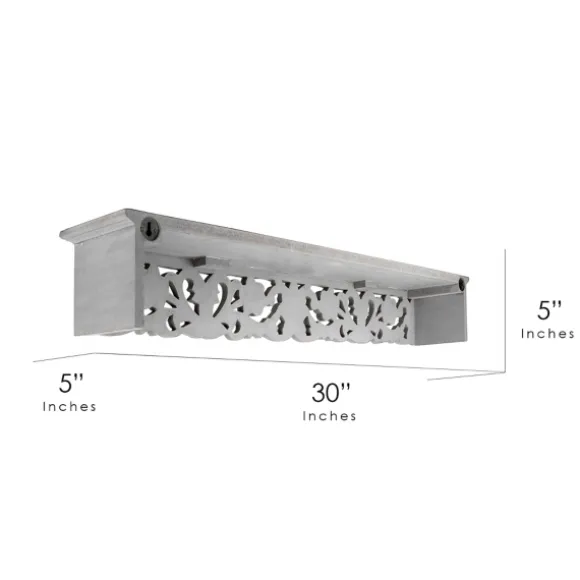 Kirkland's Home Shelves-Gray Floral Carved Wall Shelf
