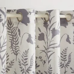 Kirkland's Home Curtains & Drapes-Gray Floral 2-Pc. Curtain Panel Set, 96 In.