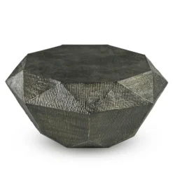 Kirkland's Home Coffee Tables-Gray Hand-Stamped Iron Octagonal Coffee Table