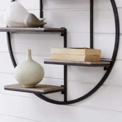 Kirkland's Home Shelves-Gray Metal 4-Tier Circular Wall Shelf