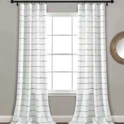 Kirkland's Home Curtains & Drapes-Gray Ombre Stripe Curtain Panel Set, 84 In.