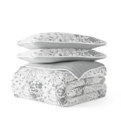 Kirkland's Home Quilts-Gray Patchwork Reversible 3-Pc. King Quilt Set