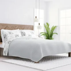 Kirkland's Home Quilts-Gray Patchwork Reversible 3-Pc. Queen Quilt Set