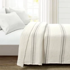 Kirkland's Home Quilts-Gray Pick Stitch Stripe King Quilt