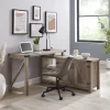 Kirkland's Home Office Furniture-Gray Rustic L-Shape Farmhouse Desk
