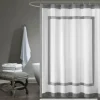 Kirkland's Home Shower Curtains-Gray Square Trim Cotton Shower Curtain