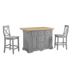 Kirkland's Home Kitchen Islands & Bar Carts-Gray Storage Cabinet 3-Pc. Kitchen Island Set