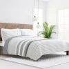 Kirkland's Home Quilts-Gray Striped Reversible 3-Pc. King Quilt Set