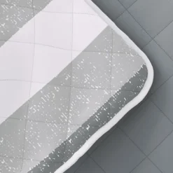 Kirkland's Home Quilts-Gray Striped Reversible 3-Pc. King Quilt Set