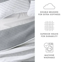 Kirkland's Home Quilts-Gray Striped Reversible 3-Pc. King Quilt Set