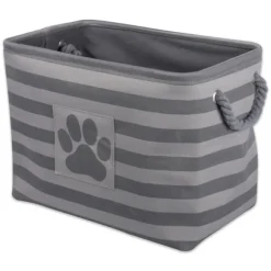 Kirkland's Home Baskets & Boxes-Gray Stripes And Paw Basket With Handles