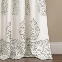 Kirkland's Home Curtains & Drapes-Gray Teardrop Leaves Curtain Panel Set, 84 In.