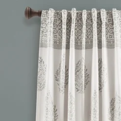 Kirkland's Home Curtains & Drapes-Gray Teardrop Leaves Curtain Panel Set, 95 In.
