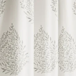 Kirkland's Home Curtains & Drapes-Gray Teardrop Leaves Curtain Panel Set, 95 In.
