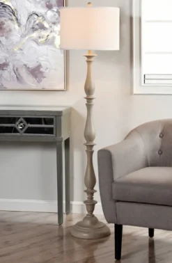 Kirkland's Home Floor Lamps-Gray Traditional Spindle Floor Lamp