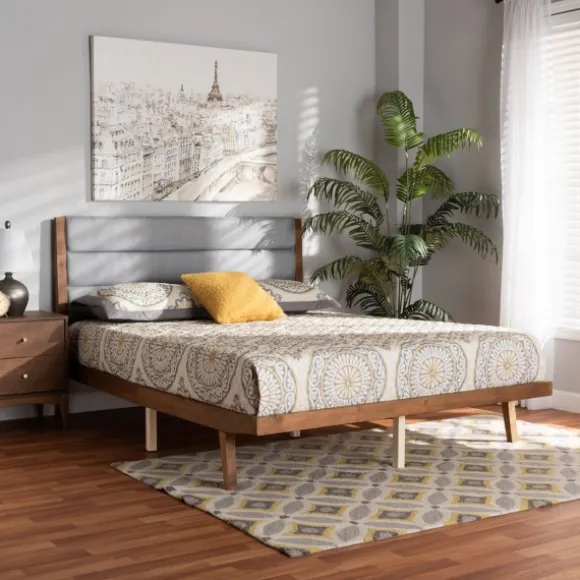 Kirkland's Home Beds & Headboards-Gray Tufted Headboard Queen Platform Bed