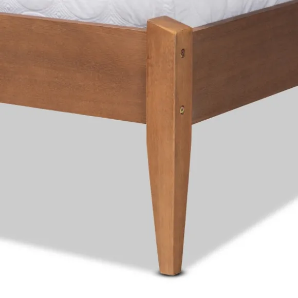 Kirkland's Home Beds & Headboards-Gray Upholstered Brown Wood King Platform Bed