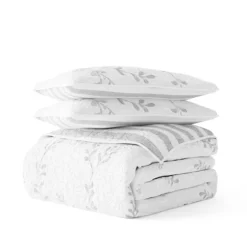 Kirkland's Home Quilts-Gray Vines Reversible 3-Pc. Queen Quilt Set