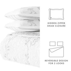 Kirkland's Home Quilts-Gray Vines Reversible 3-Pc. Queen Quilt Set