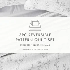 Kirkland's Home Quilts-Gray Vines Reversible 2-Pc. Twin Quilt Set