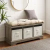 Kirkland's Home Benches & Ottomans-Gray Wash Entryway Bench And Storage Bins