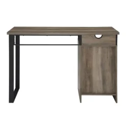 Kirkland's Home Office Furniture-Gray Wash Wood And Mesh 3-Drawer Desk
